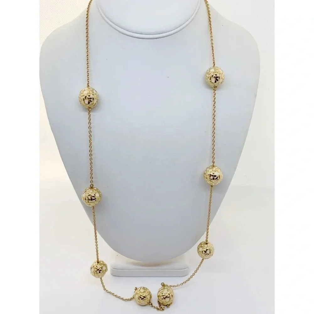 Kate Spade Cream & Gold Ball Station Necklace